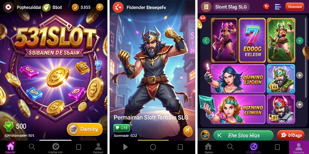 Tampilan gameplay menarik yang memadukan slot dan strategi.