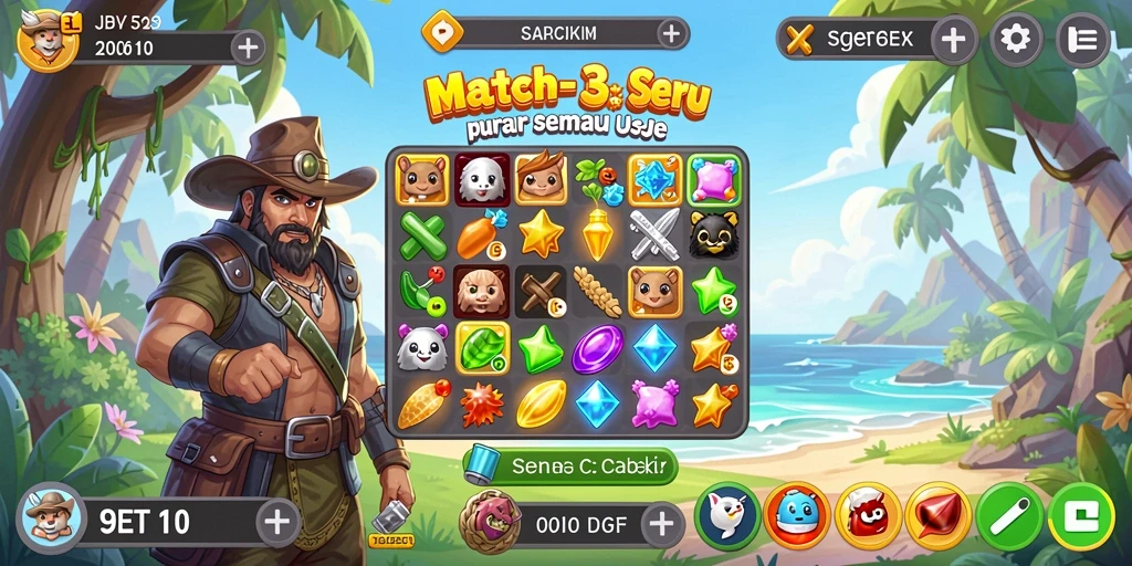 Tangkapan layar gameplay 9ET yang menunjukkan keseruan mencocokkan elemen.