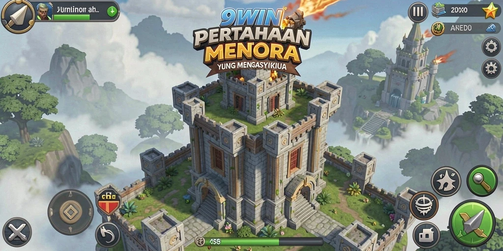 Tampilan gameplay 9WIN yang intens dan strategi menara.
