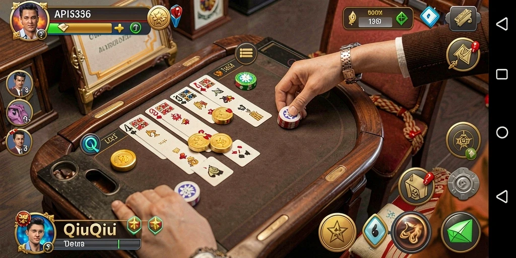 Tampilan gameplay seru dalam API36 dengan kartu QiuQiu.