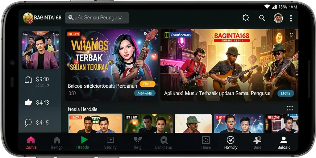 Tampilan screenshot utama BAGINTA168 menampilkan antarmuka musik yang interaktif.