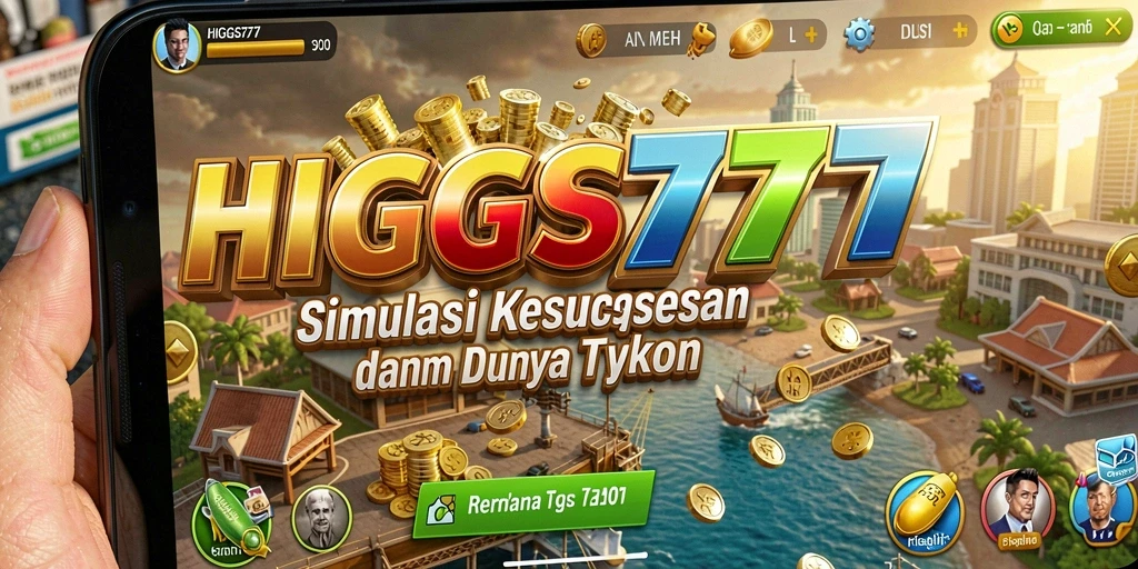 Gameplay HIGGS777 yang menampilkan simulasi bisnis seru.