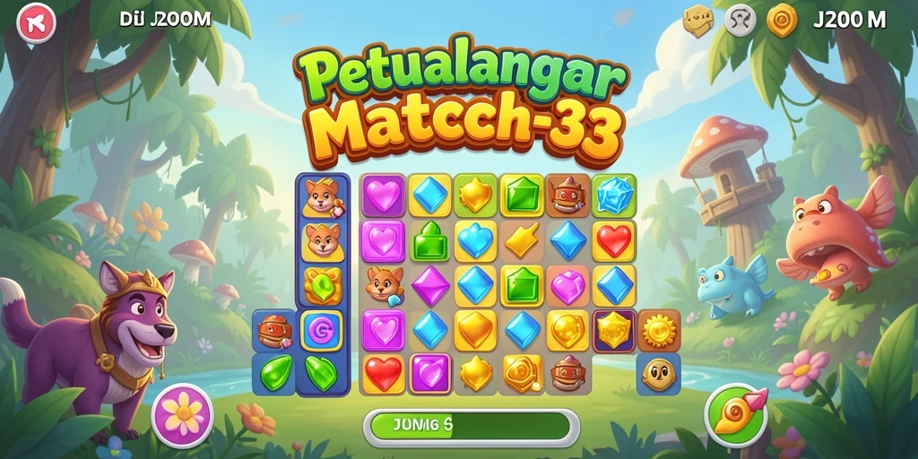 Screenshot J200M menunjukkan kombinasi permata yang seru dan memikat.