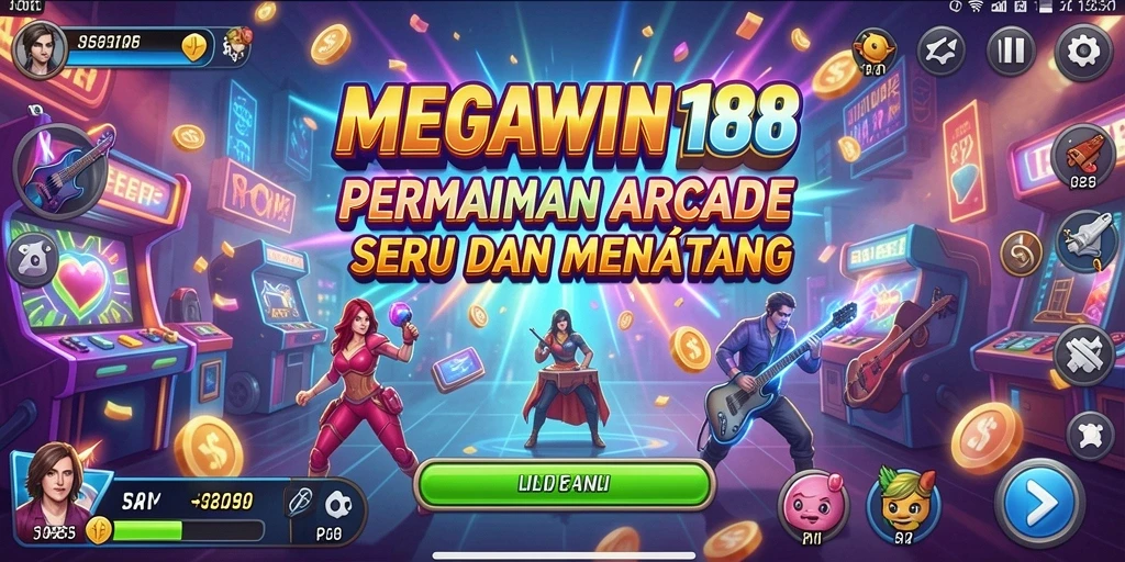 Tangkapan layar utama MEGAWIN188 menampilkan momen mendebarkan permainan Arcade.
