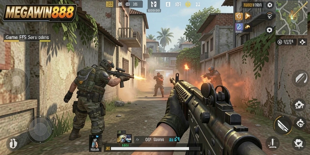 Screenshot gameplay menampilkan aksi tembak-menembak di MEGAWIN888.