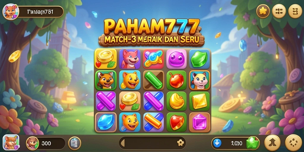 Screenshot gameplay PAHAM777 menunjukkan momen seru mencocokkan objek.