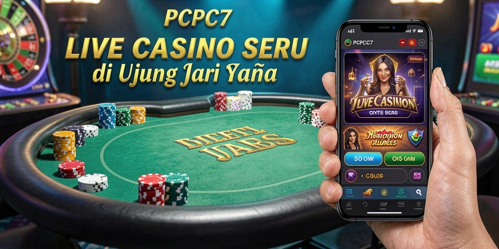 Screenshot gameplay Live Casino PCPC7 dengan dealer langsung yang interaktif.