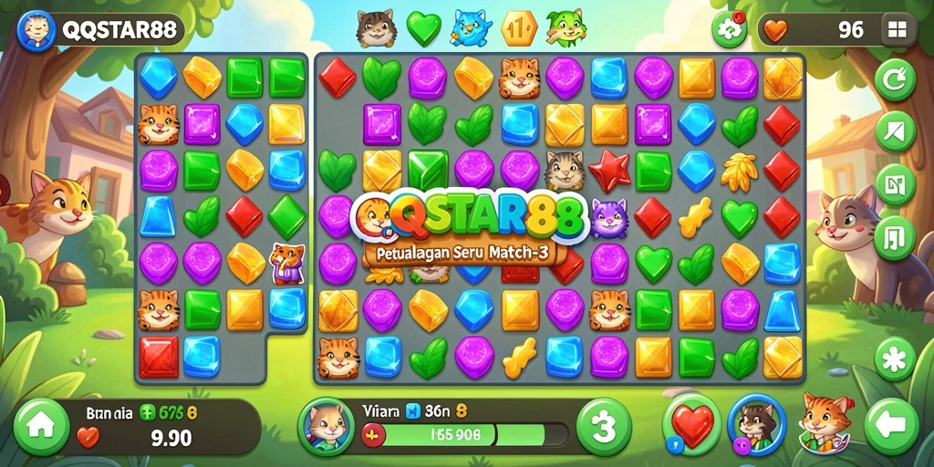 Tampilan gameplay seru di QQSTAR88 dengan kombinasi warna-warni.