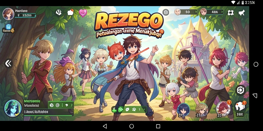 Tampilan gameplay REZEGO yang menampilkan karakter Anime yang mengagumkan.
