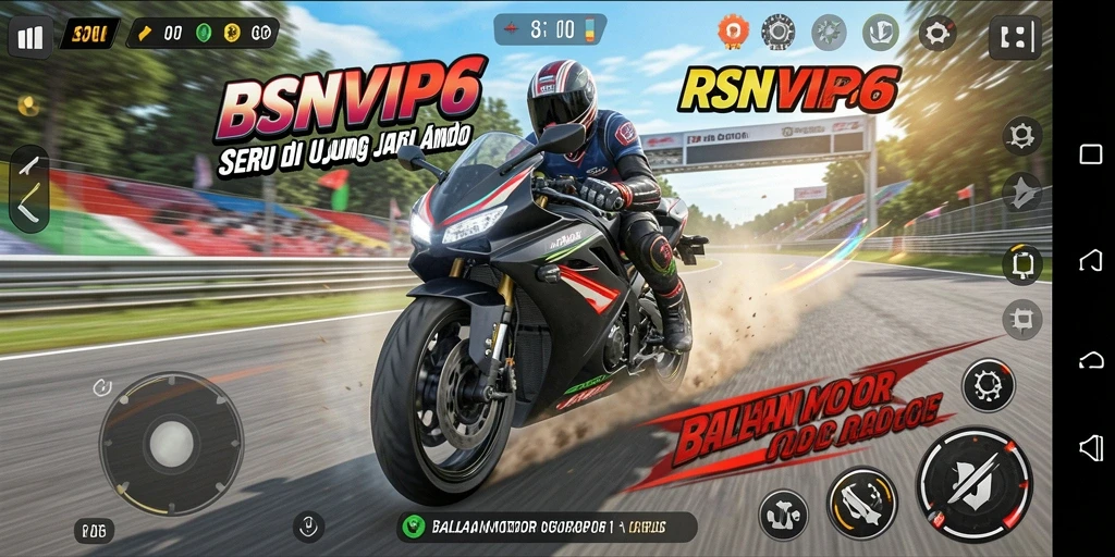 Gameplay balapan motor yang seru dan penuh aksi.