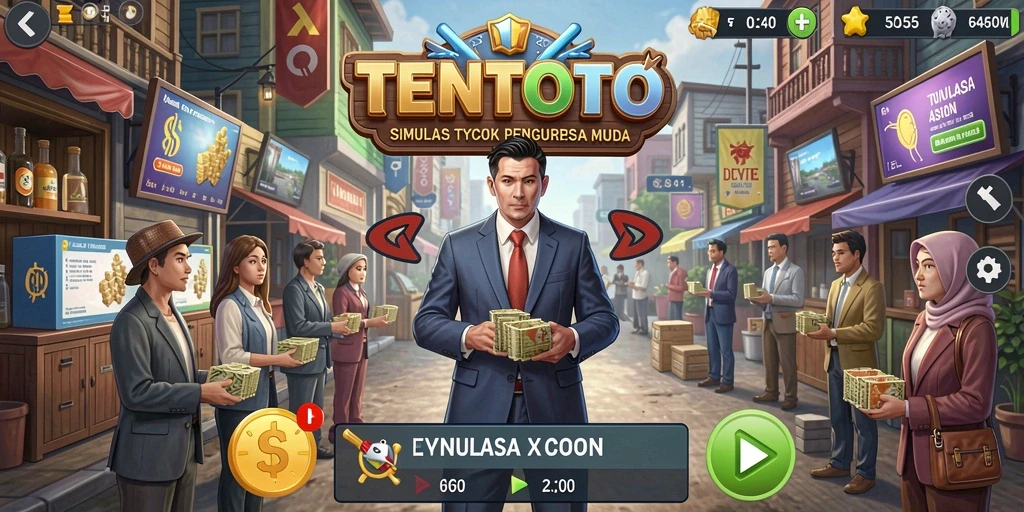 Gameplay seru TENTOTO dalam dunia Tycoon yang dinamis.