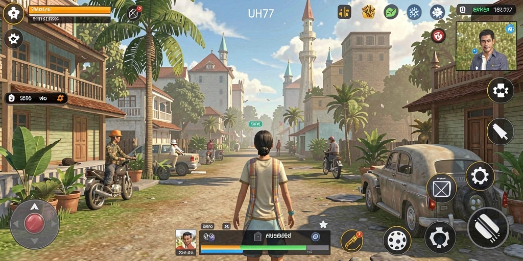 Tampilan gameplay UH77 dengan simulasi kehidupan yang menarik.