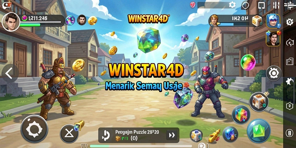 Screenshot gameplay WINSTAR4D menampilkan tantangan Puzzle menarik dan menyenangkan.